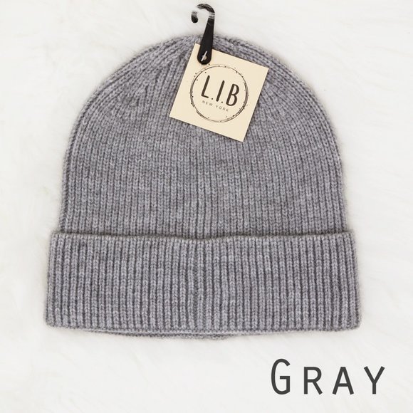 NEW Unisex Neutral Cozy Soft Rib Knit Cuff Classic Beanie Hat Beige Black Gray - Picture 14 of 16